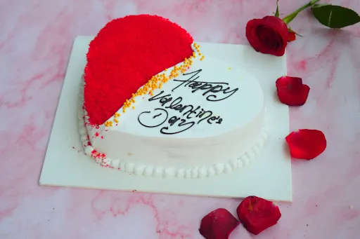 Vanilla And Red Velvet Heart Shape Cake