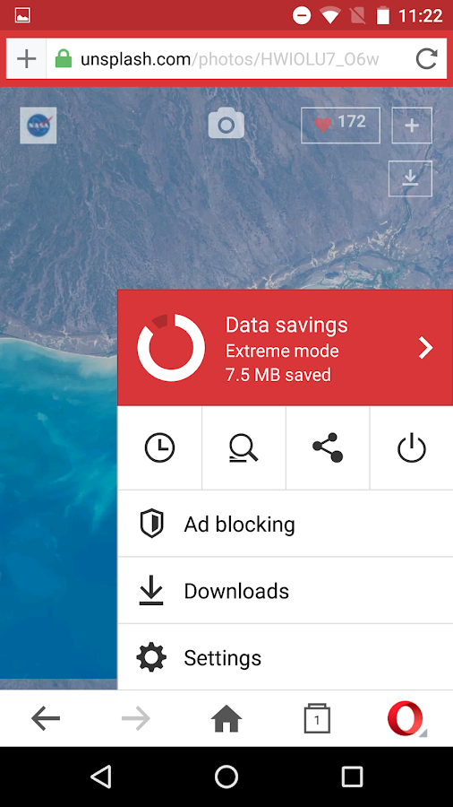    Opera Mini web browser- screenshot  