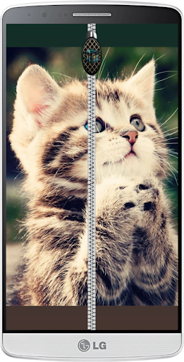 Kitten Zipper Lock Screen HD