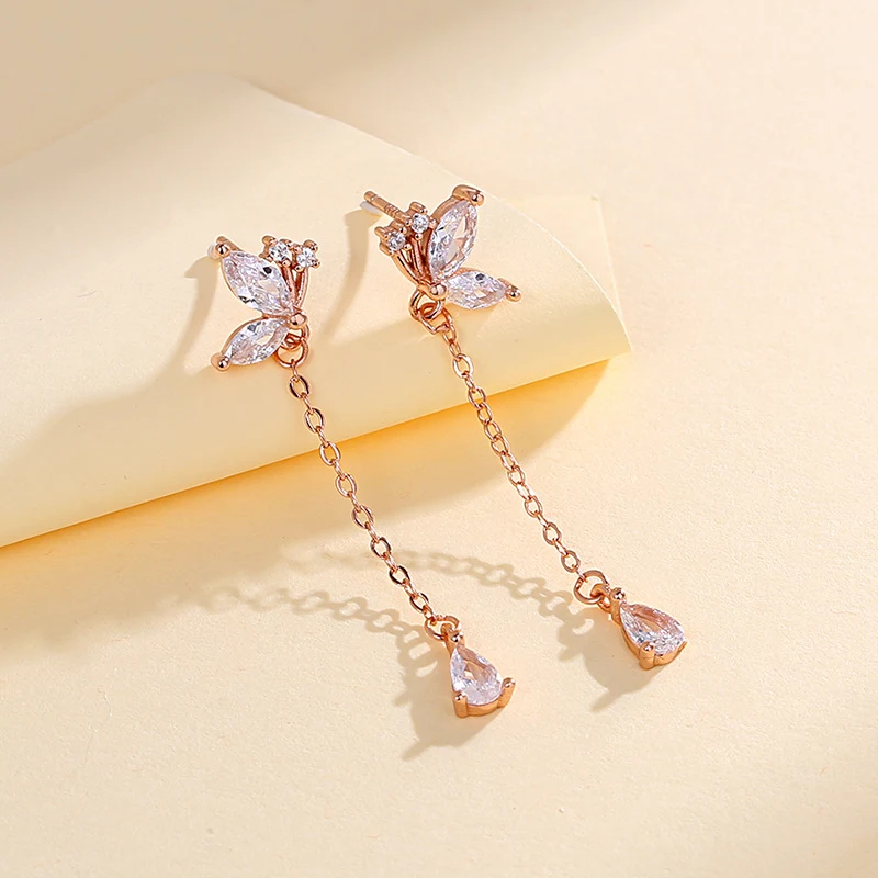 Title 3, Boucles doreilles longues S925 papillon en zir...