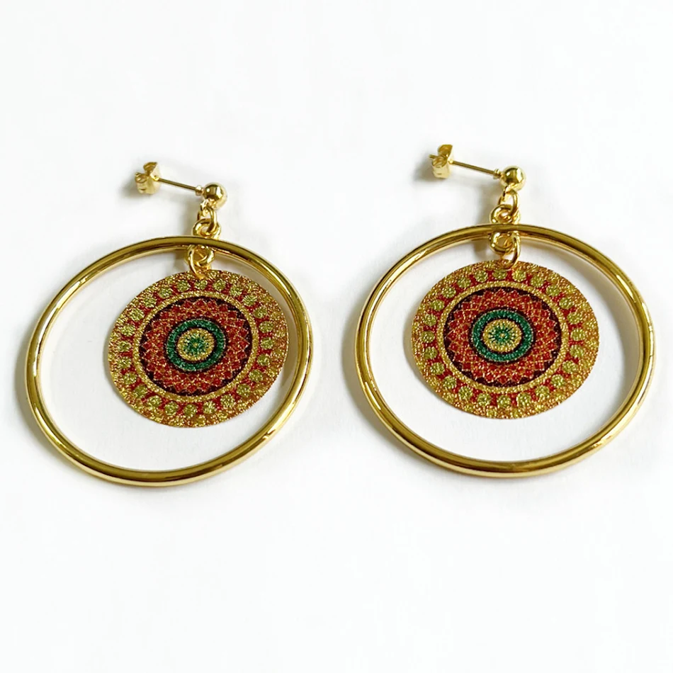 Bohe Tribe Gold Datura Flowers Pendant Earrings, perfect for adding a touch of bohemian elegance and unique floral style