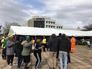 Supporters of eThekwini mayor Zandile Gumede erected a marquee outside the Durban magistrate's court on Thursday, ahead of her appearance.