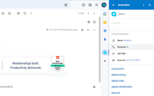 Acumatica for Gmail™ screenshot 1