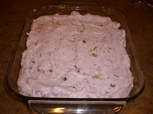 Frozen Cranberry Salad ready to freeze.