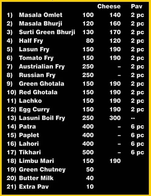 Surti Egg menu 