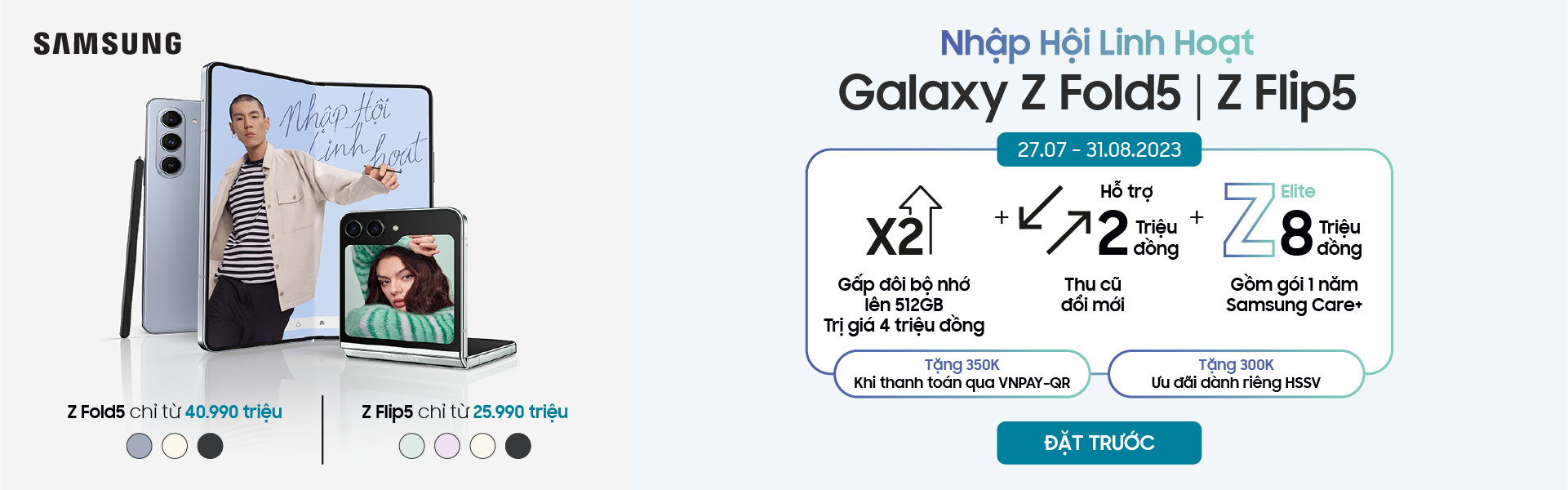 Nhập Hội Linh Hoạt - Đặt Trước Samsung Galaxy Z Fold5 | Z Flip5