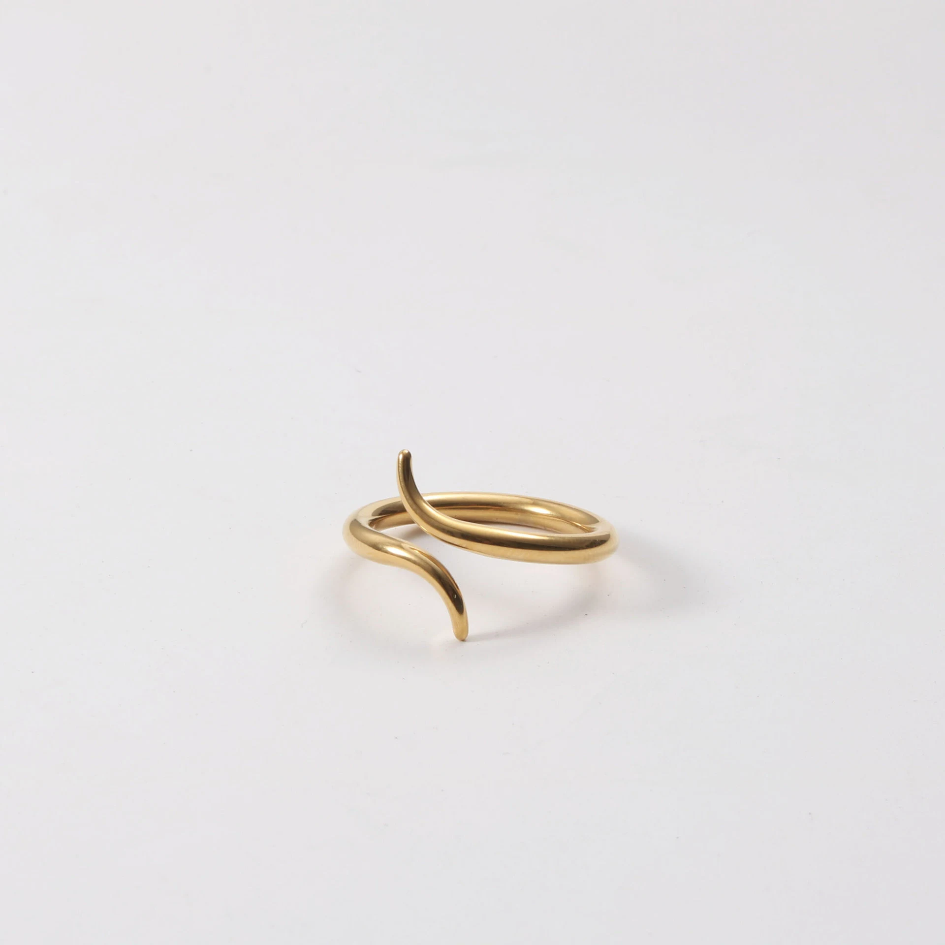 Title 2, Titanium Stalen 18k Vergulde Slangenring Stijlv...