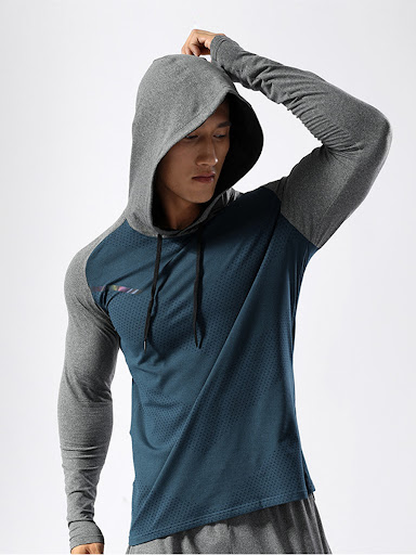 Title 7, Mens Hooded Fitness Loose Breathable Long Slee...