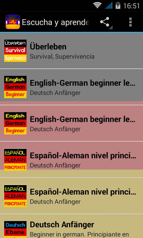 Android application Listen and learn German screenshort