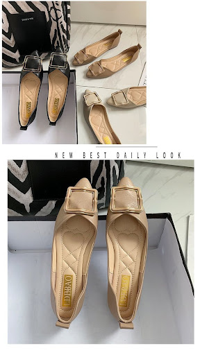 Title 15, New Womens Gentle Style Flat Shoes, Square Buc...