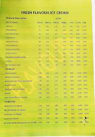 Flavours Ice Cream menu 1