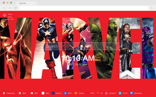 Marvel New Tab Page HD Pop Movies Theme