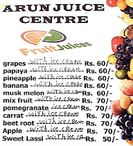 Arun Juice Center menu 1