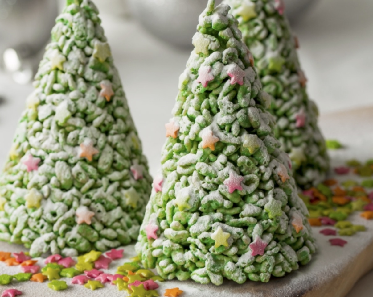 Crispy Rice Cone Christmas Trees