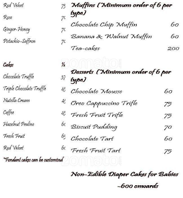 Chocoholic menu 