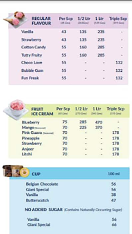 Giani's Ice Cream menu 4