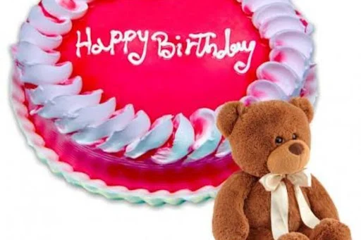 Strawberry Cake 1 Teddy Bear [500 Gram]