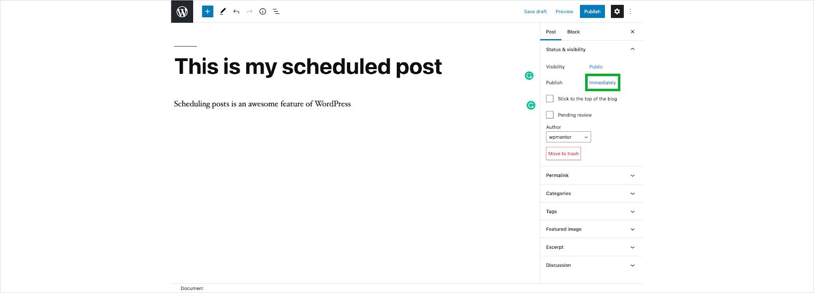 Schedule a post or page in WordPress