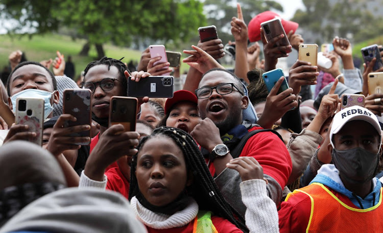 EFF supporters at Julius Malema's election campaign at the CPUT sports ground in Bellville Date: 21 October 2021.