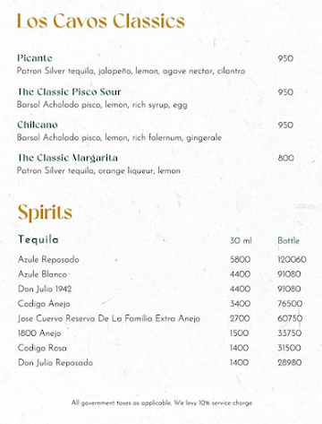 Los Cavos menu 