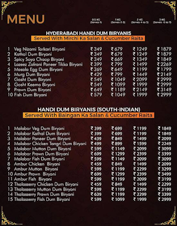 Biryani Shaw menu 