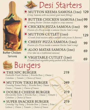 Uncle Sam's menu 