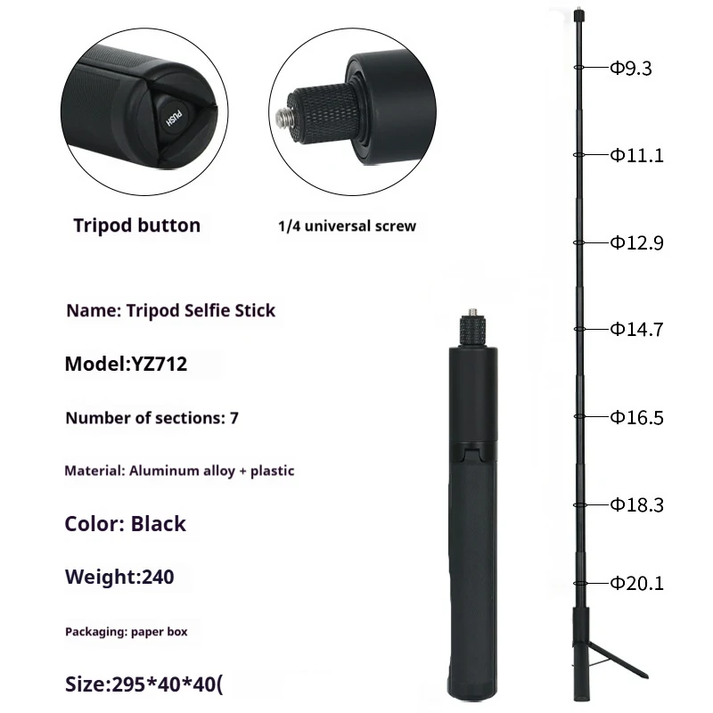 360 Selfie Stick Panoramic Camera Rotating Handle Time Extension Rod Capture Stunning Photos and Videos Extend Recording