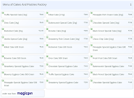 Cakes And Pastries Factory menu 2