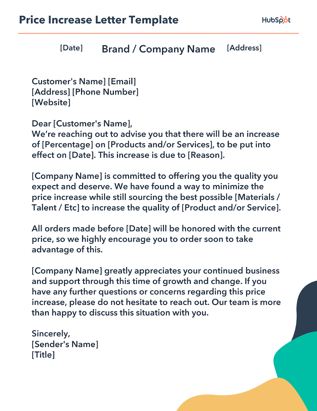 sample price increase letter template