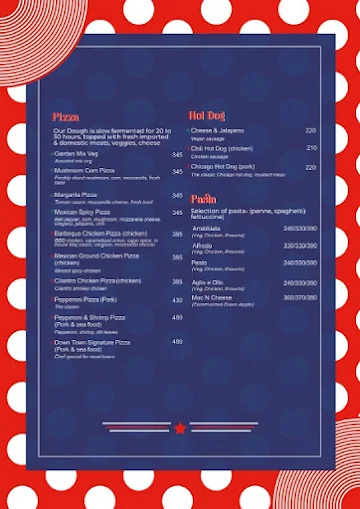 Down Town Diner menu 