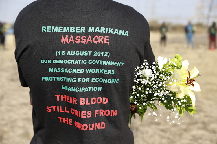 Wreath laying ceremony commemorating the Marikana Massacre which took place on August 16, 2021. Picture: Thulani Mbele