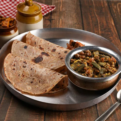 Bhindi Chana With Paratha