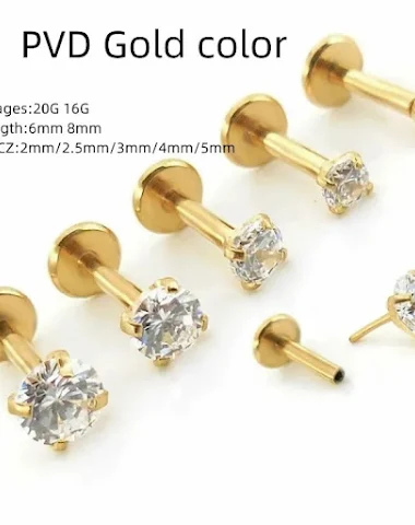 Titanium stalen labret met glanzend - 0