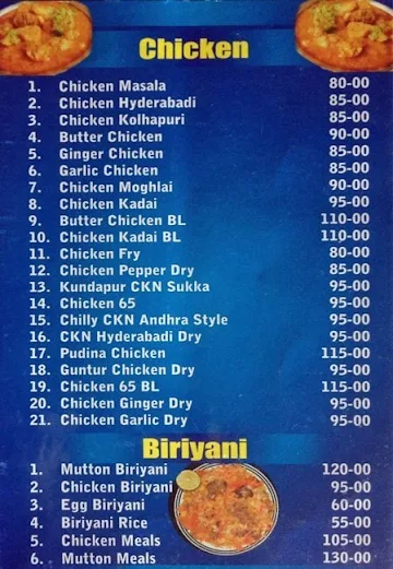 Naidu Biriyani Hut menu 
