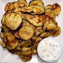 Fried Zucchini & Eggplant with Garlic Yogurt Dip