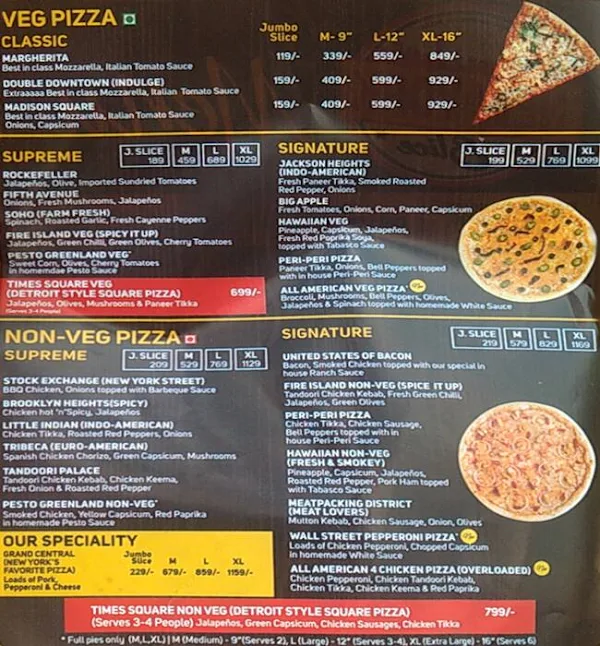 New York Slice menu 