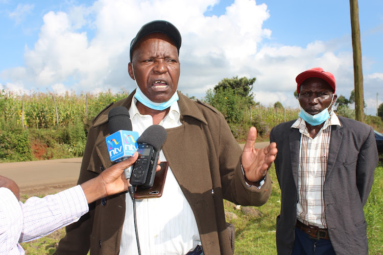 Lazarus Gitahi, a resident of Kairo village in Mathioya and one of the people yet to be compensated for the road construction