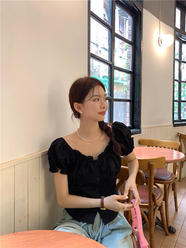 Title 11, Summer Design Sense Wooden Ear Puff Sleeve Shirt