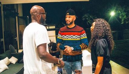 Black Coffee seen here with Swizz Beatz and his wife Enhle Mbali.