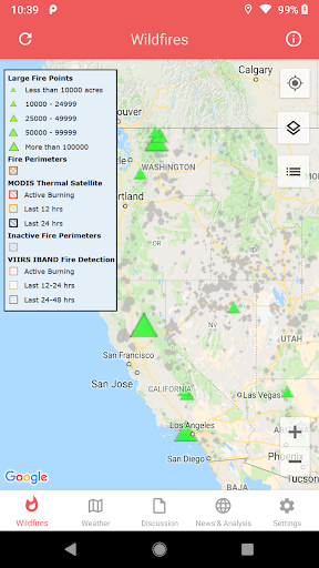 Wildfire - NOAA Fire Map Info screenshot for Android