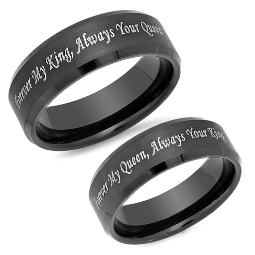 Title 3, Titanium Steel Couple Ring Black Matte Finish. ...