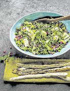 Pea, pomegranate and feta salad.