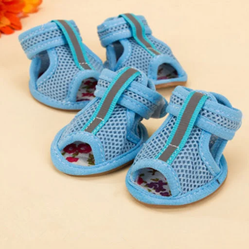 Dog Shoes Pet Boots Breathable Soft Mesh Dog Sandals with Rugged Anti-Slip Sole Adjustable Puppy Dogs Paw Protector for 