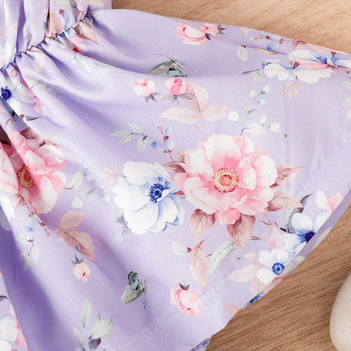 Title 6, Puff Sleeve Smocking Flower Print Skirt Baby Bo...