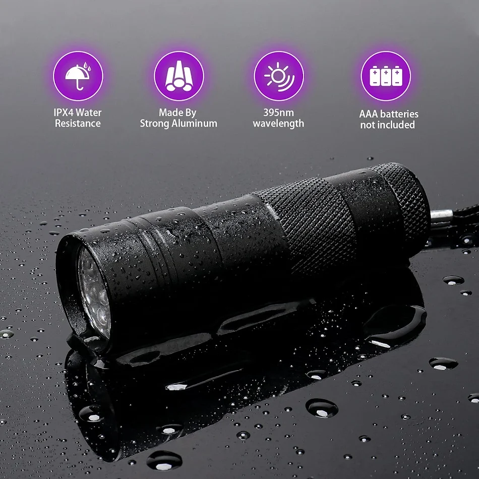 UV-zaklamp LED, handheld blacklight mini-torch voor het detecteren van urinevlekken, bedwantsen en schorpioenen.
