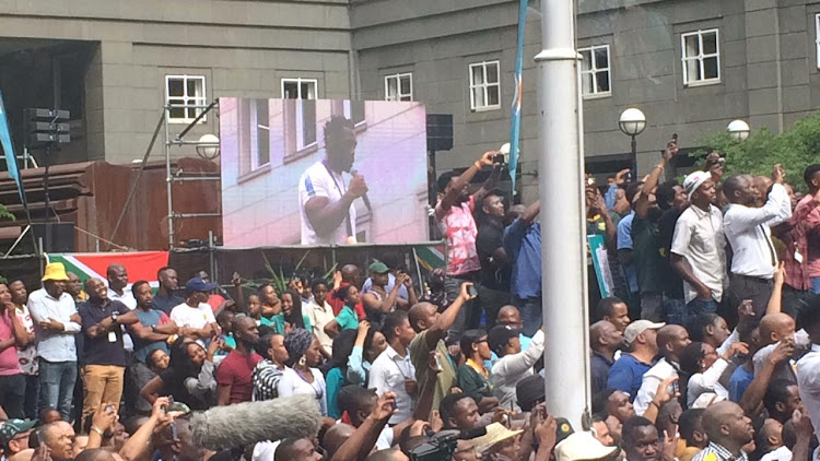 The Johannesburg streets were packed with delirious sport supporters and the buses had difficulty navigating the streets because of the massive crowds.