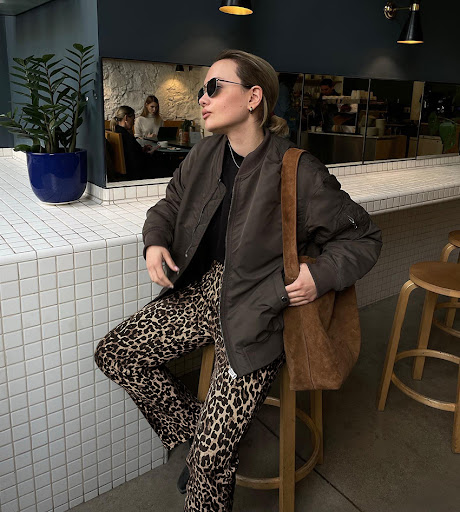 Title 3, Leopard Print High Waist Straight Pants for Wom...