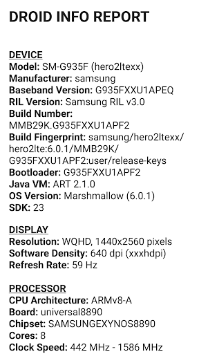 Droid Hardware Info