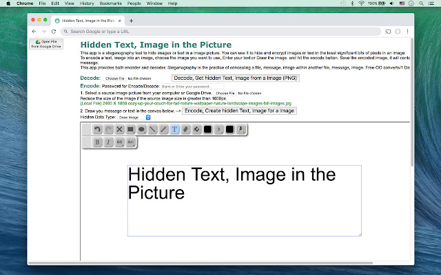 Hidden Text, Image in the Picture chrome extension