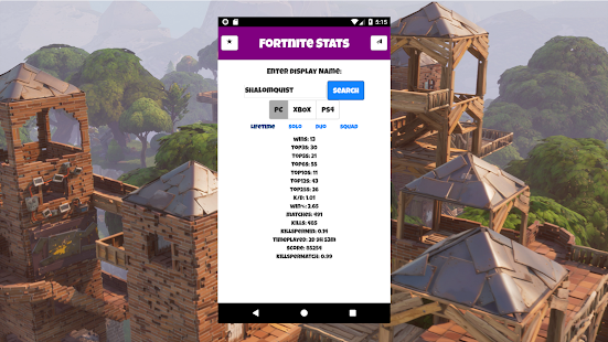 Unofficial Fortnite Stats Screenshot